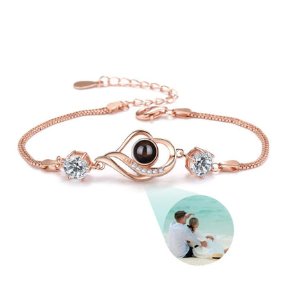 Infinity Heart Personalized Photo Projection Bracelet