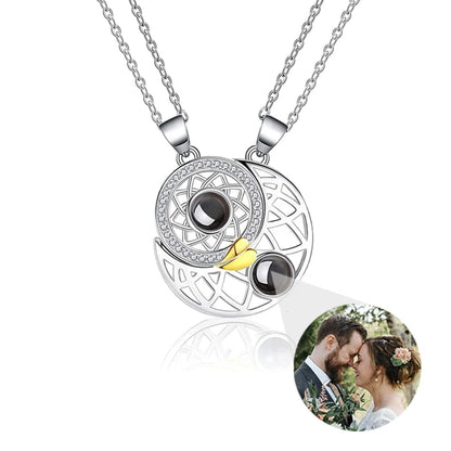 Sun &amp; Moon Personalized Photo Projection - Double Necklace