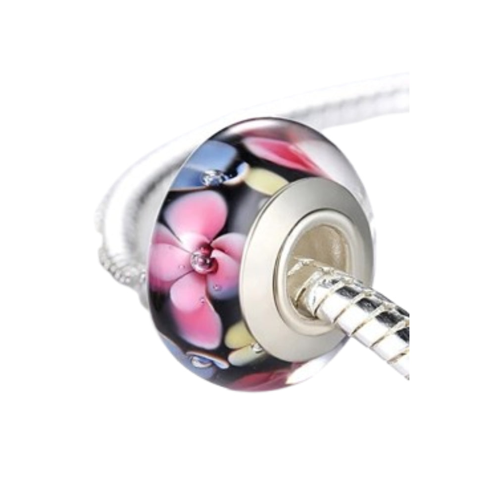 Pinke Murano Glas Blume - Charm