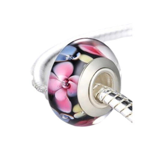 Pinke Murano Glas Blume - Charm