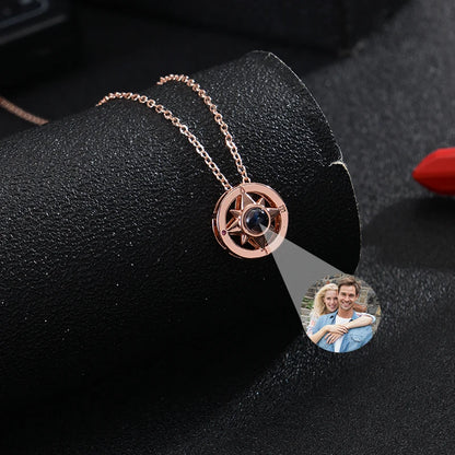 Compass Personalized Photo Projection Necklace