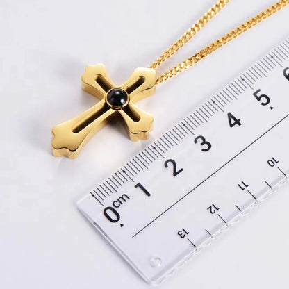 Cross Personalized Photo Projection Necklace