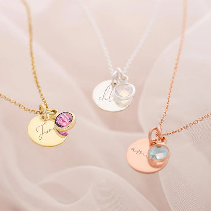 Name engraving with birthstone - necklace