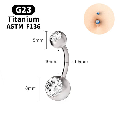 Romantic water drop with zircon / silver - belly button piercing