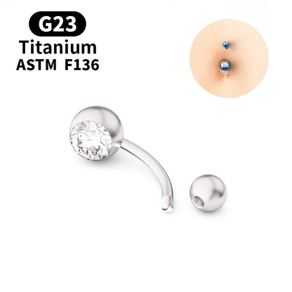 Romantic water drop with zircon / silver - belly button piercing