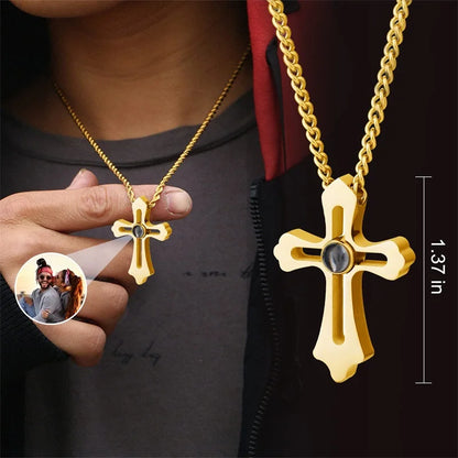 Cross Personalized Photo Projection Necklace