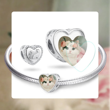 Herz mit Katzenmotiv (personalisierbar) - Charm