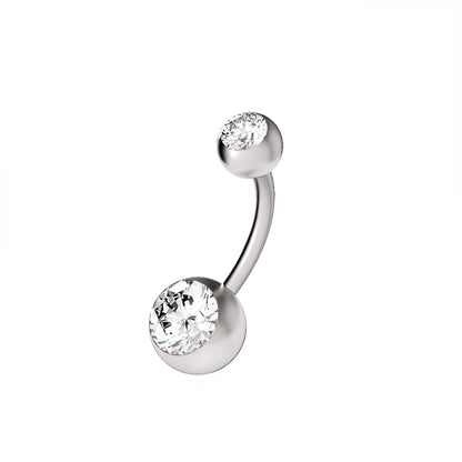 Romantic water drop with zircon / silver - belly button piercing