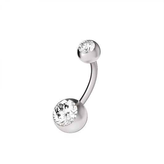 Romantischer Wassertropfen mit Zirkon / silber - Bauchnabelpiercing