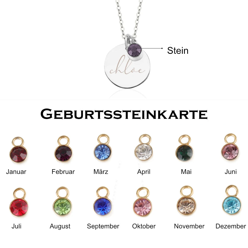 Name engraving with birthstone - necklace