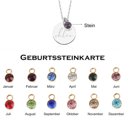 Name engraving with birthstone - necklace