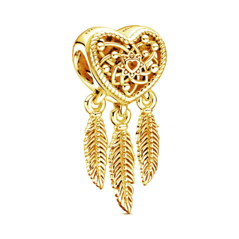 Dreamcatcher heart gold - Charm