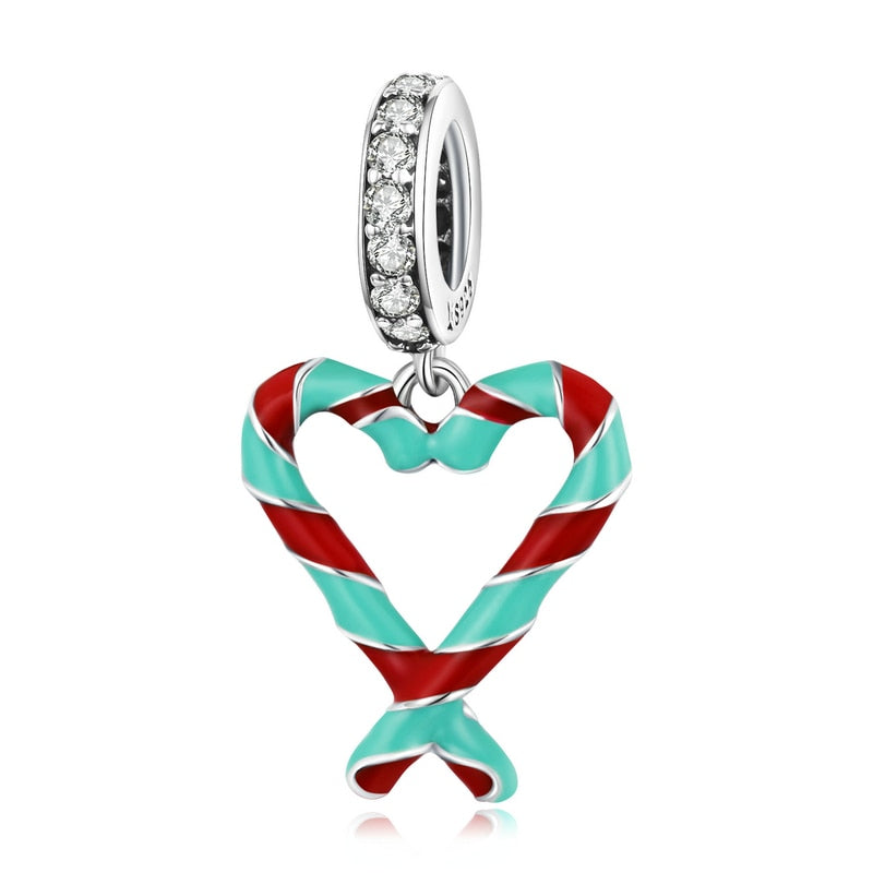 Candy Cane Heart - Charm Pendant