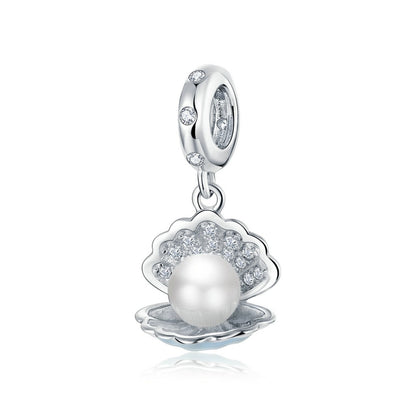 Shell with pearl - charm pendant