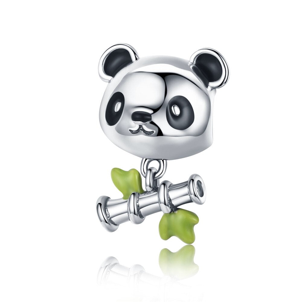 Panda mit Bambus - Charm-Anhänger