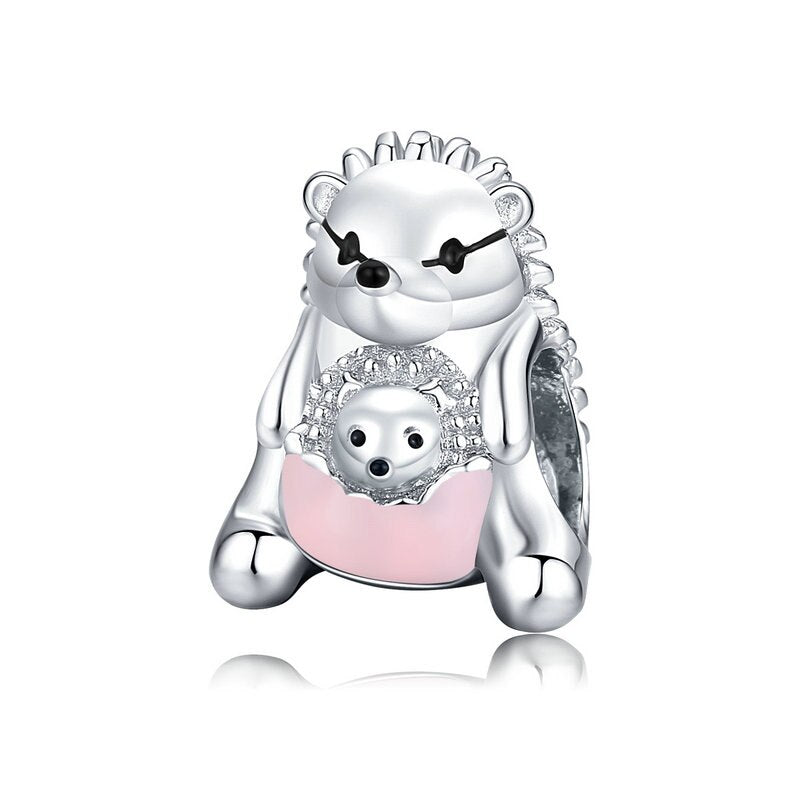 Hedgehog with baby - charm pendant