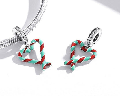 Candy Cane Heart - Charm Pendant