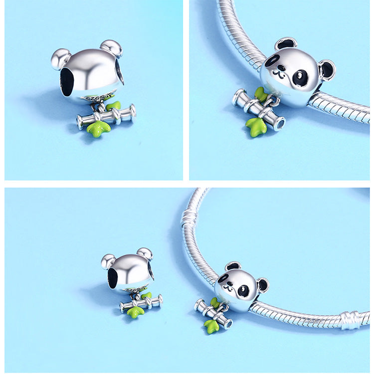 Panda with bamboo - charm pendant