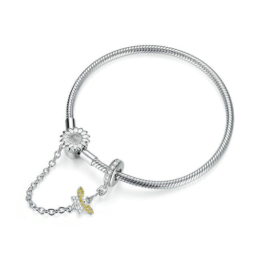 Sunflower with honey bee - bracelet