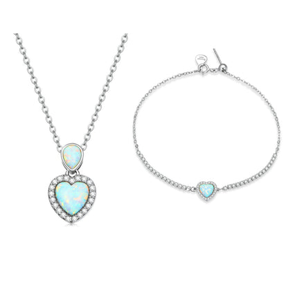 Opal heart - jewelry set