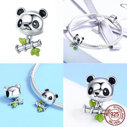 Panda with bamboo - charm pendant