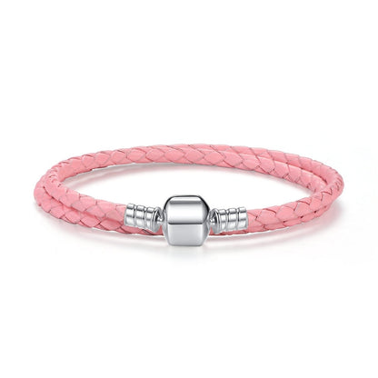 pink leather bracelet (long) - bracelet