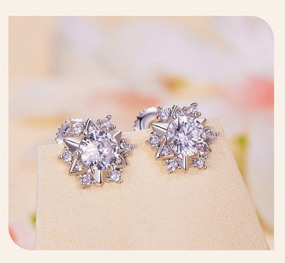 SET: Frost Flower - Moissanite Earrings &amp; Necklace (1ct)