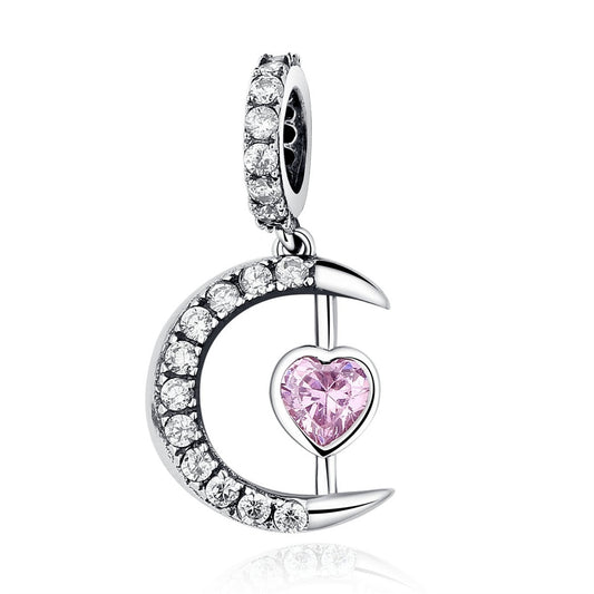 Moon with heart - charms pendant