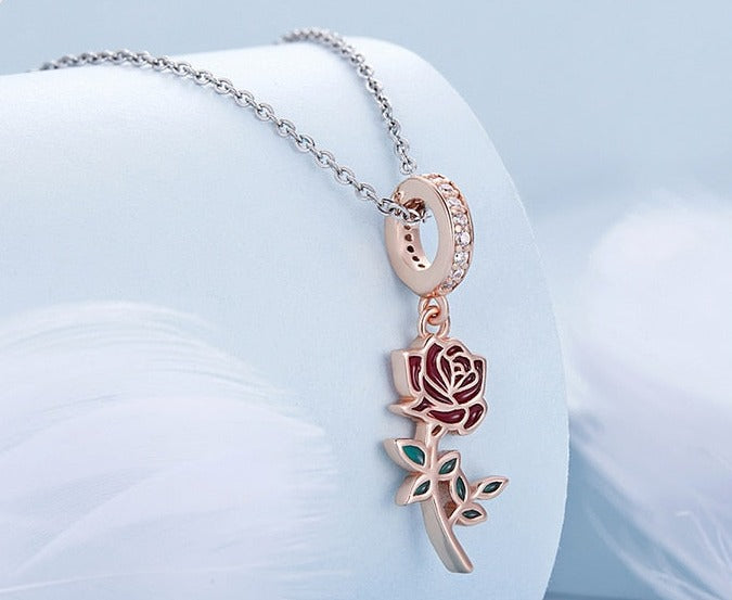 Red rose rosé - charm pendant