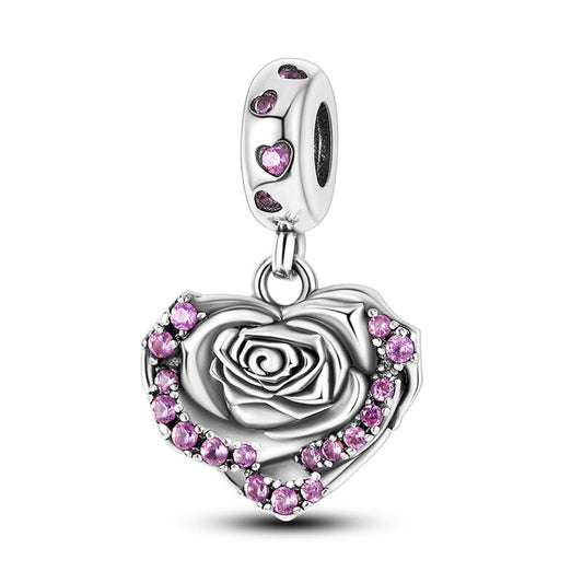 pink rose - charm pendant