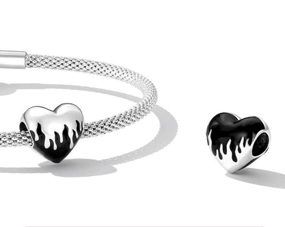 Black-Silver Heart - Charm