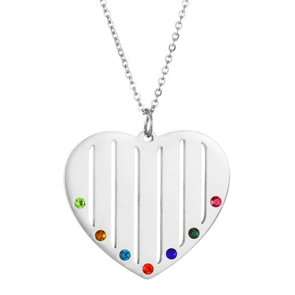 Name Necklace Heart with Birthstone - Necklace