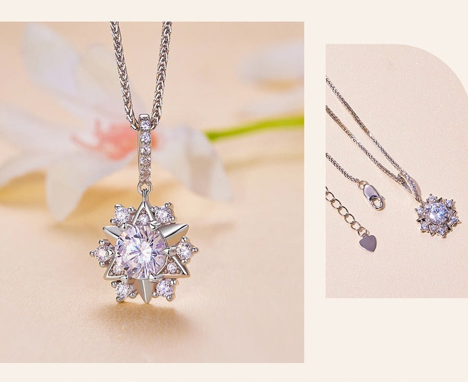 SET: Eisblume - Moissanite Ohrringe & Halskette (1ct)