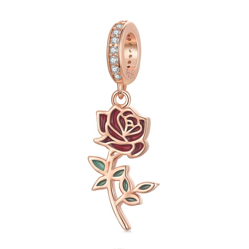 Red rose rosé - charm pendant