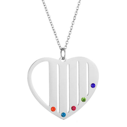 Name Necklace Heart with Birthstone - Necklace