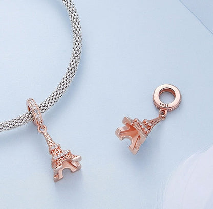 Eiffel Tower rose - Charm pendant