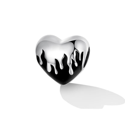 Black-Silver Heart - Charm