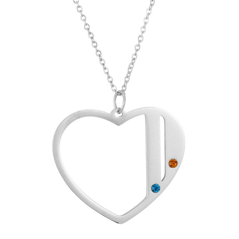 Name Necklace Heart with Birthstone - Necklace