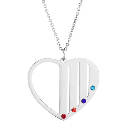 Name Necklace Heart with Birthstone - Necklace