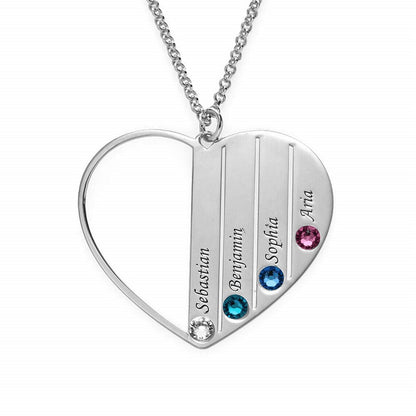 Name Necklace Heart with Birthstone - Necklace