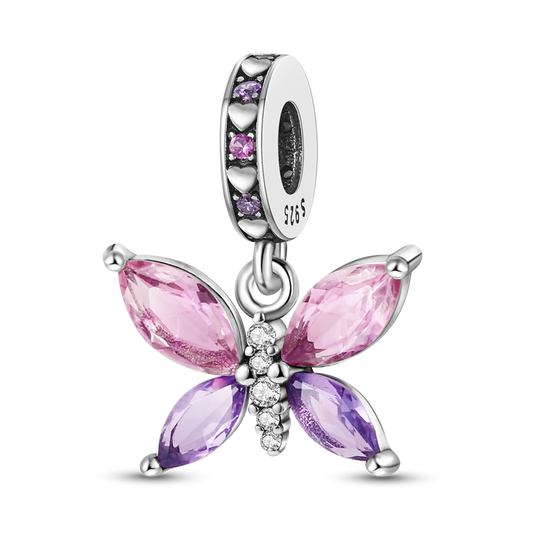 Pink butterfly - charm pendant