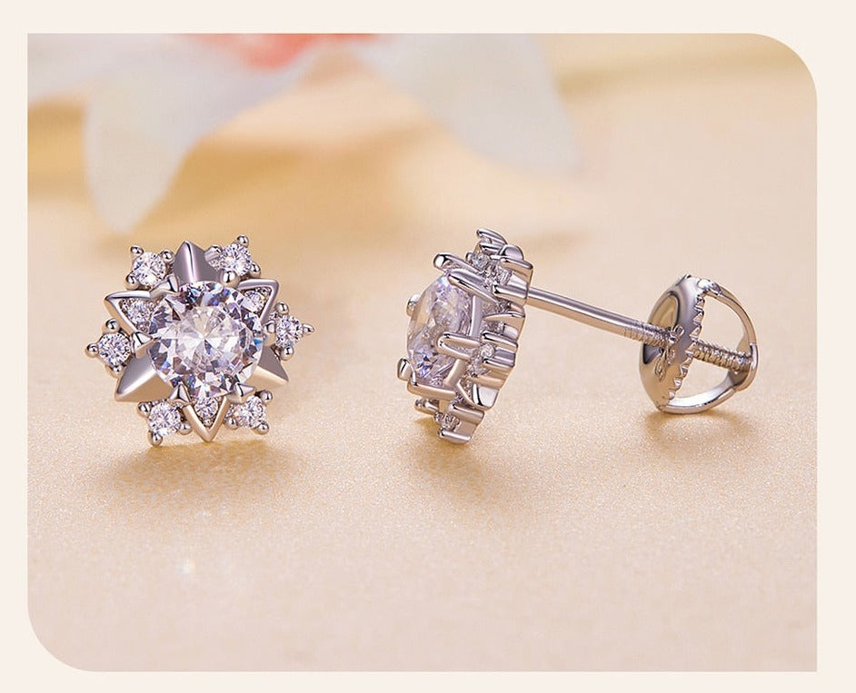 SET: Eisblume - Moissanite Ohrringe & Halskette (1ct)