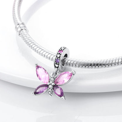 Pink butterfly - charm pendant