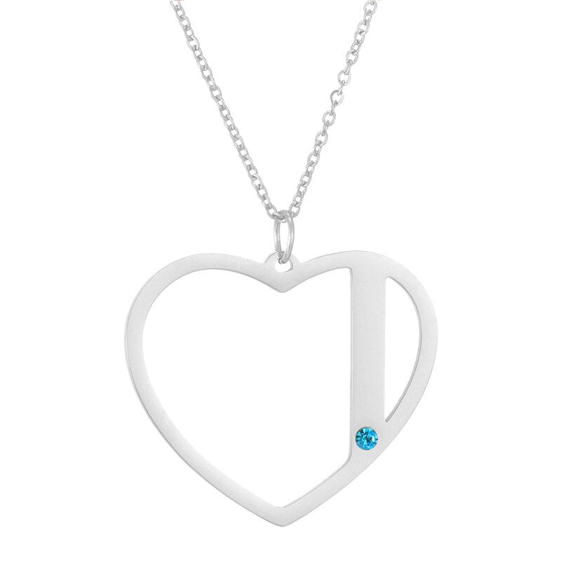 Name Necklace Heart with Birthstone - Necklace