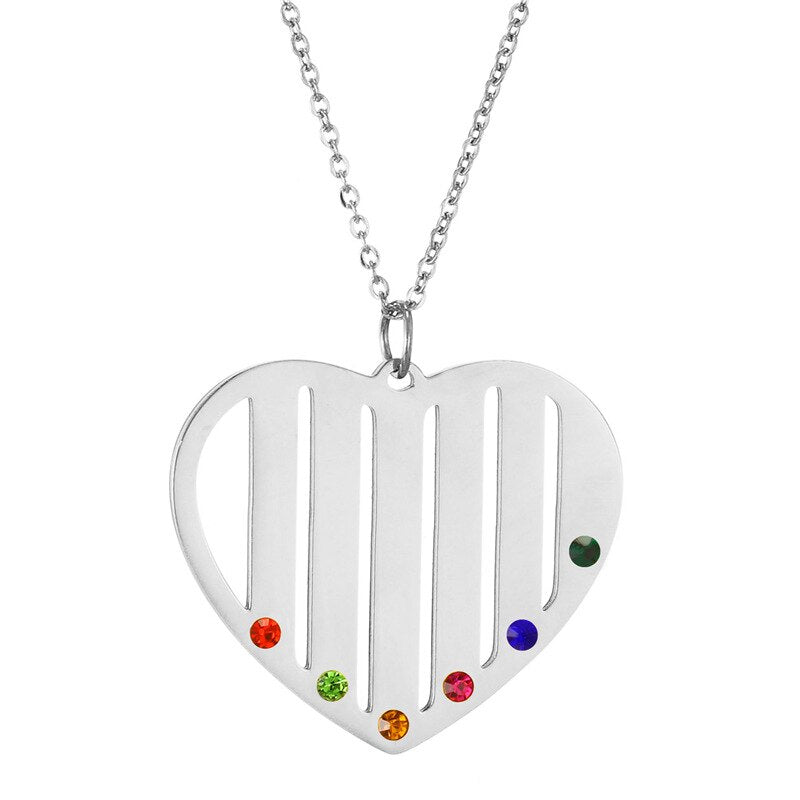 Name Necklace Heart with Birthstone - Necklace