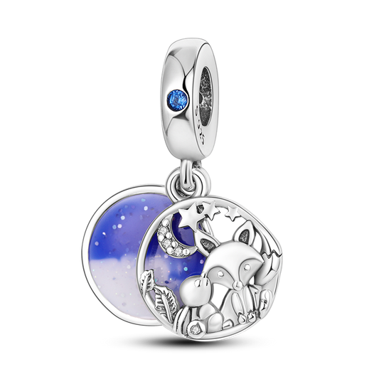 Fox at night - charm pendant