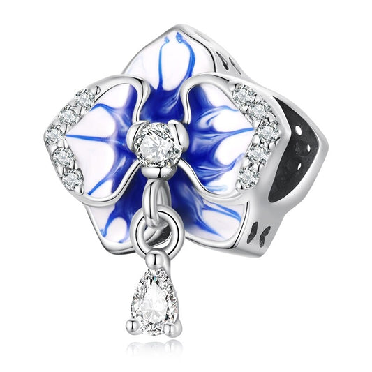 Blue glitter flower - Charm