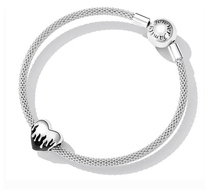 Black-Silver Heart - Charm