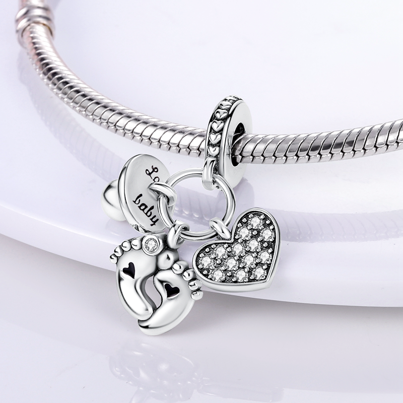 Pacifier / baby feet / heart - charm pendant