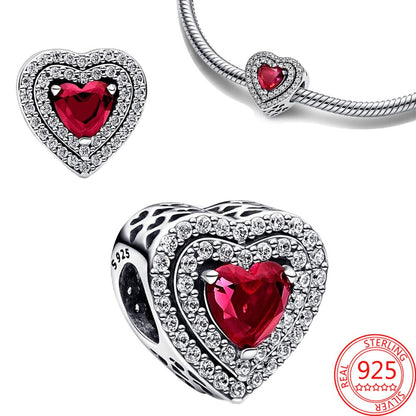 Glitter with red heart - charm